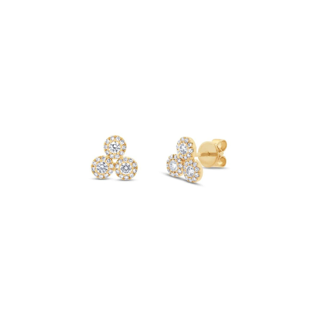 Shy Creation Triple Cluster Diamond Earrings