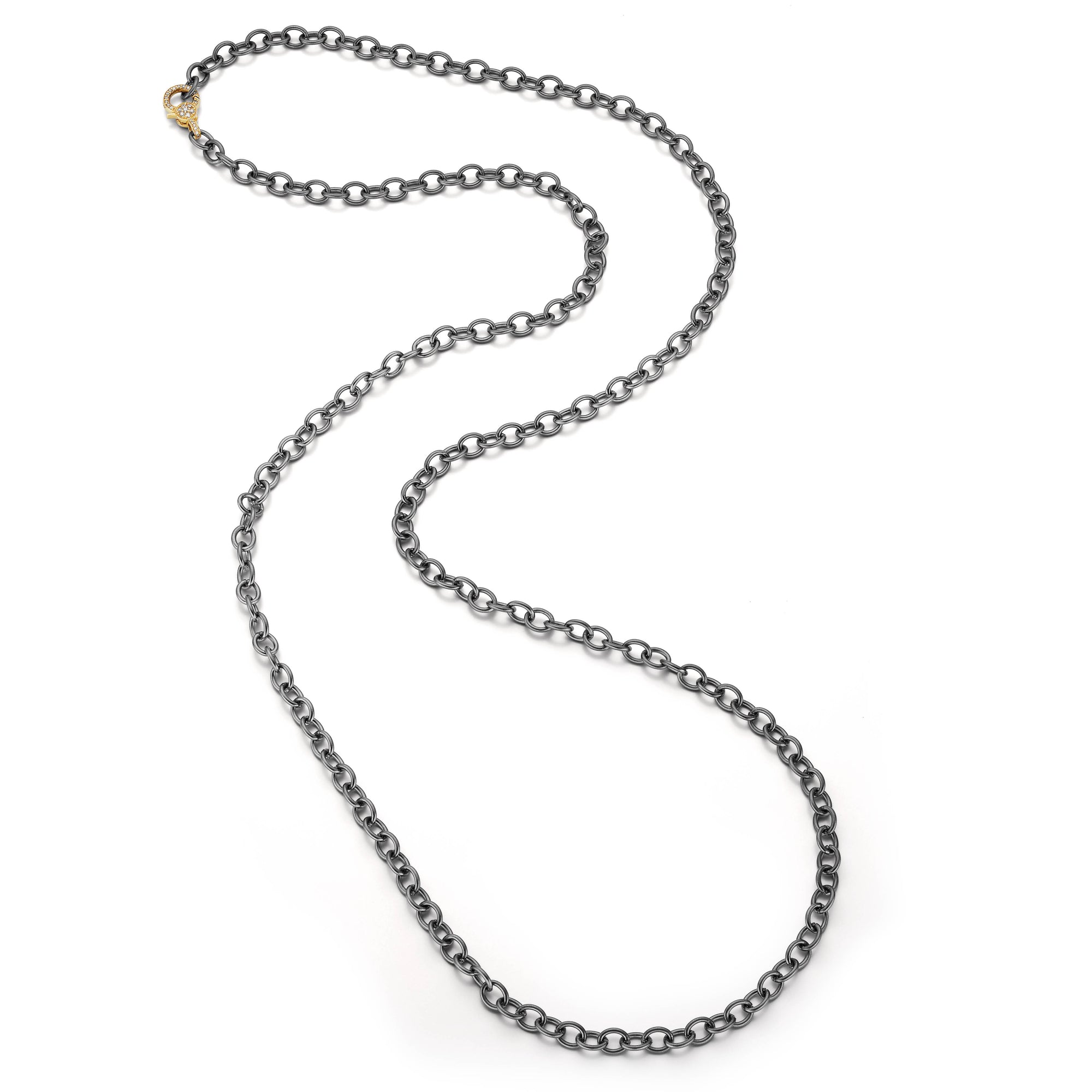 Tara Mikolay Oxidized Silver with Diamond Yellow Gold Clasp Chain