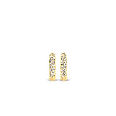 Ti Sento Milano Double Row Crystal Gold Huggy Hoop Earring