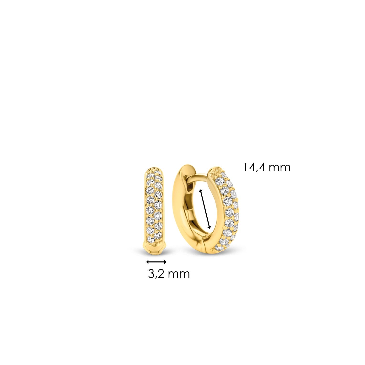 Ti Sento Milano Double Row Crystal Gold Huggy Hoop Earring