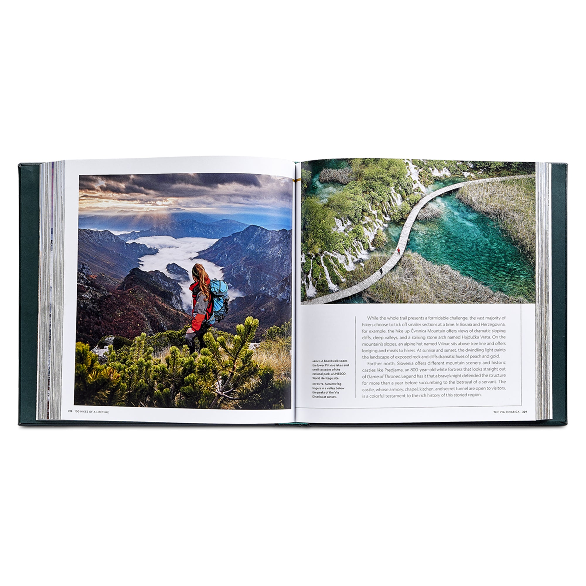 100 Hikes Of A Lifetime in Green Bonded Leather