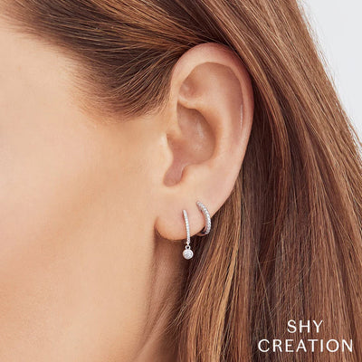 Shy Creation Mini Bezel Diamond Huggie Earrings