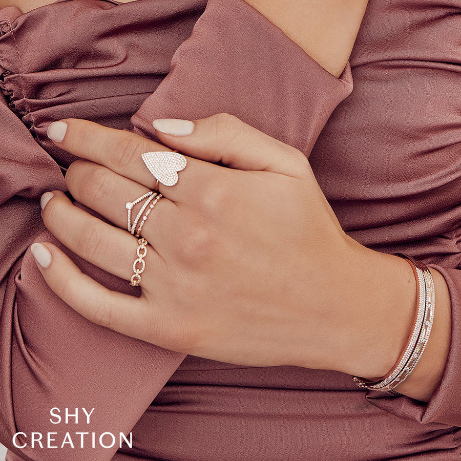 Shy Creation Diamond Pave Links Ring