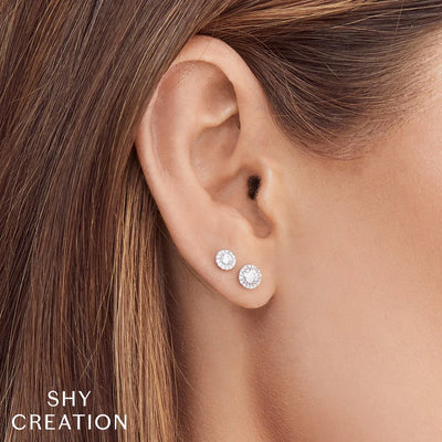 Shy Creation Pave Diamond Stud Earrings