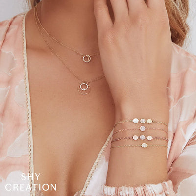 Shy Creation Pave Diamond Triple Circle Bracelet
