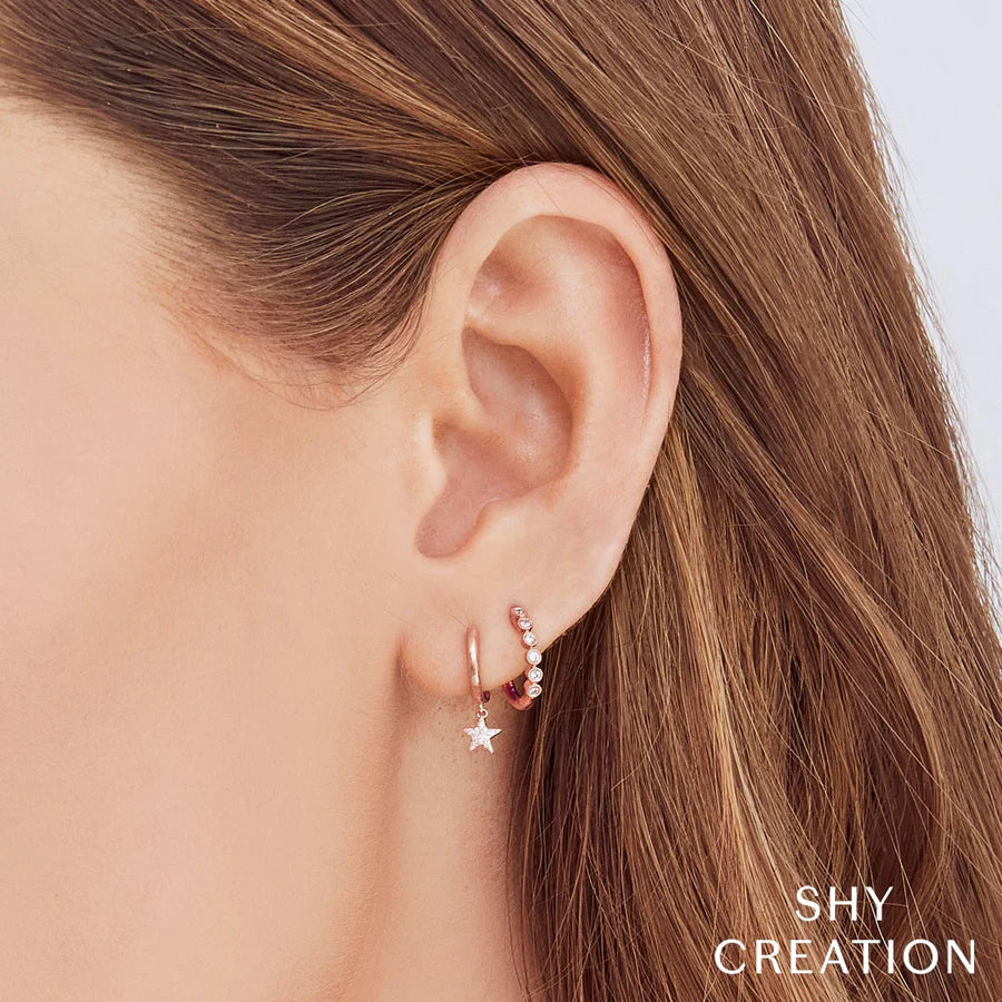 Shy Creation Diamond Bezel Huggie Earrings