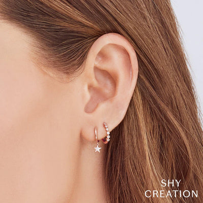 Shy Creation Diamond Bezel Huggie Earrings