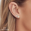 Shy Creation Small Pave Diamond Heart Studs in Yellow Gold