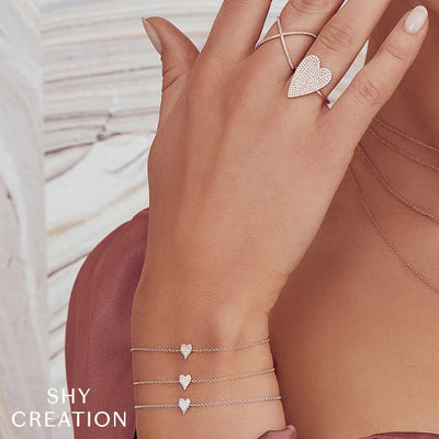 Shy Creation Pave Diamond Heart Bracelet