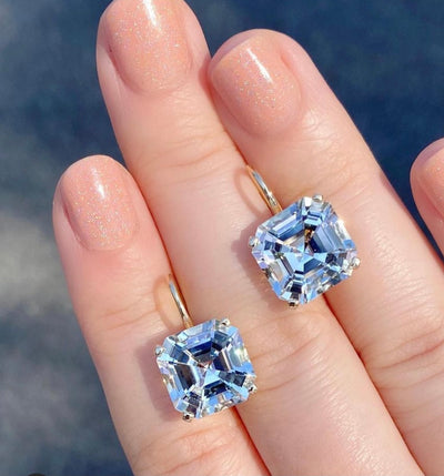 Jane Taylor Octagonal Drop Earrings in White Topaz