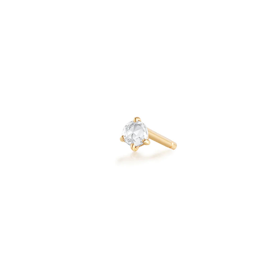 AURELIE GI Rosalyn Rose Cut White Sapphire Solitaire Stud Earring