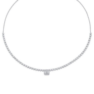 Shy Creation Baguette Shape Diamond Collar Style Necklace