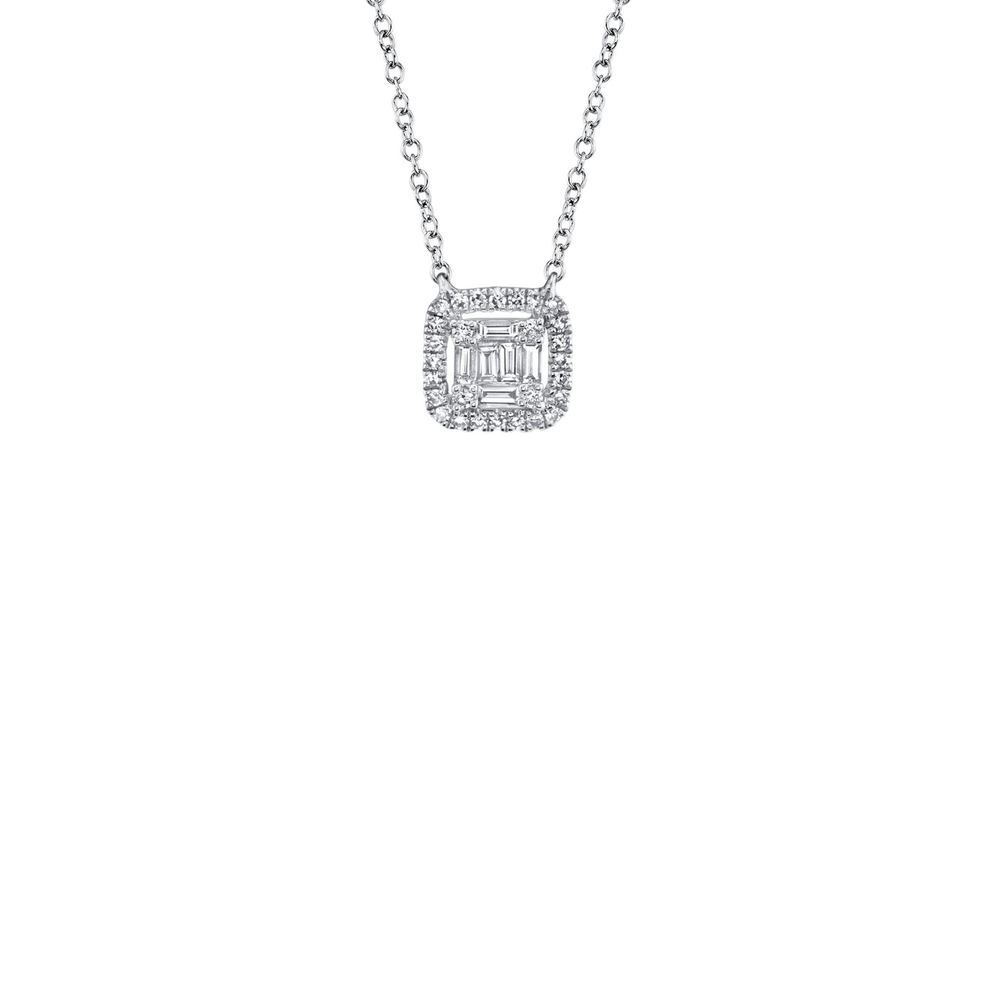 Shy Creation Baguette Diamond Cushion Necklace