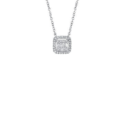 Shy Creation Baguette Diamond Cushion Necklace
