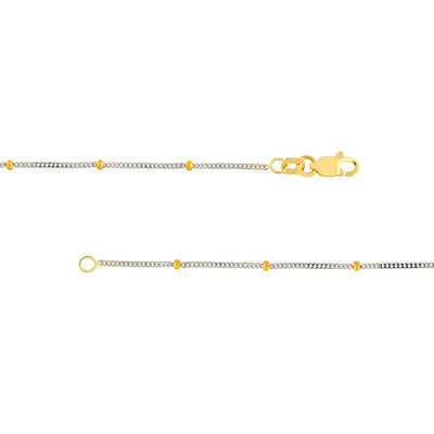 Bead Saturn Chain Anklet in Two Tone Gold