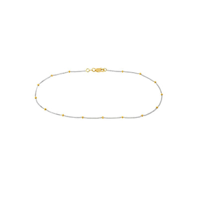 Bead Saturn Chain Anklet in Two Tone Gold