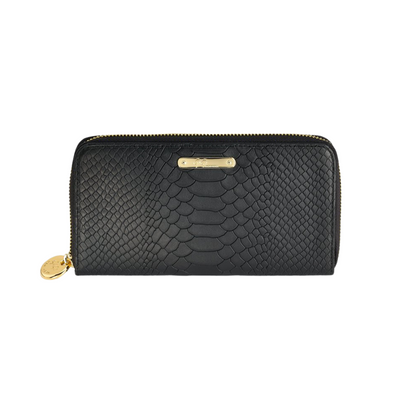Gigi NY Python Leather Large Zip Around Wallet