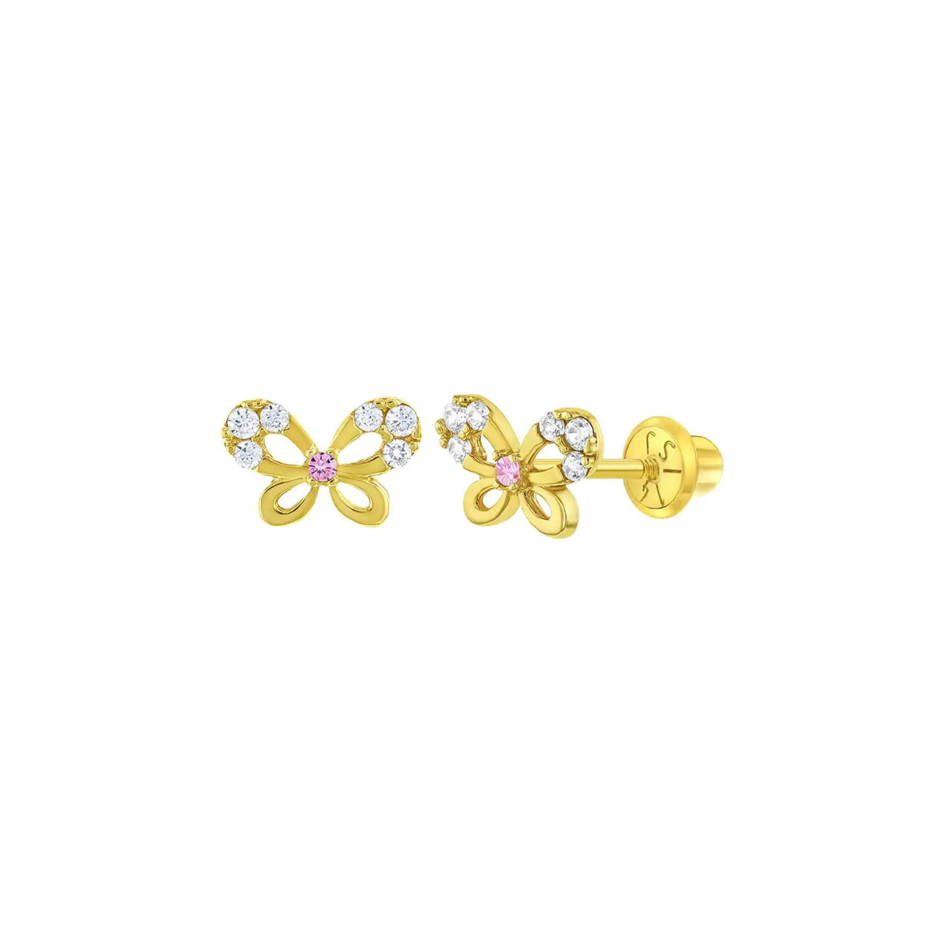 Jeweled Fluttering Butterfly Little Girl's Stud Earrings