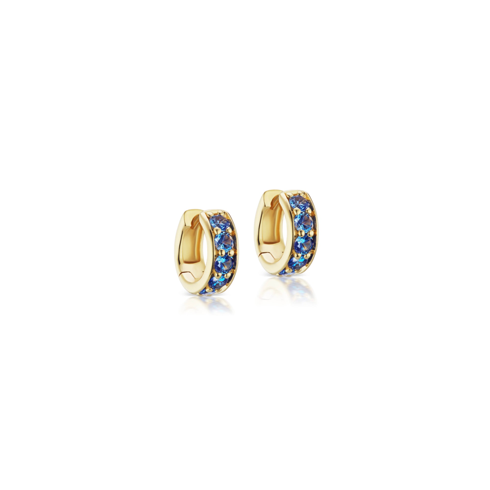 Jane Taylor Chubby Huggie Hoop Earring with Blue Sapphires