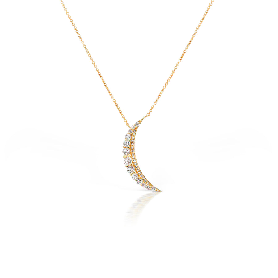 Tara Mikolay Raw Diamond Crescent Moon Necklace in Yellow Gold