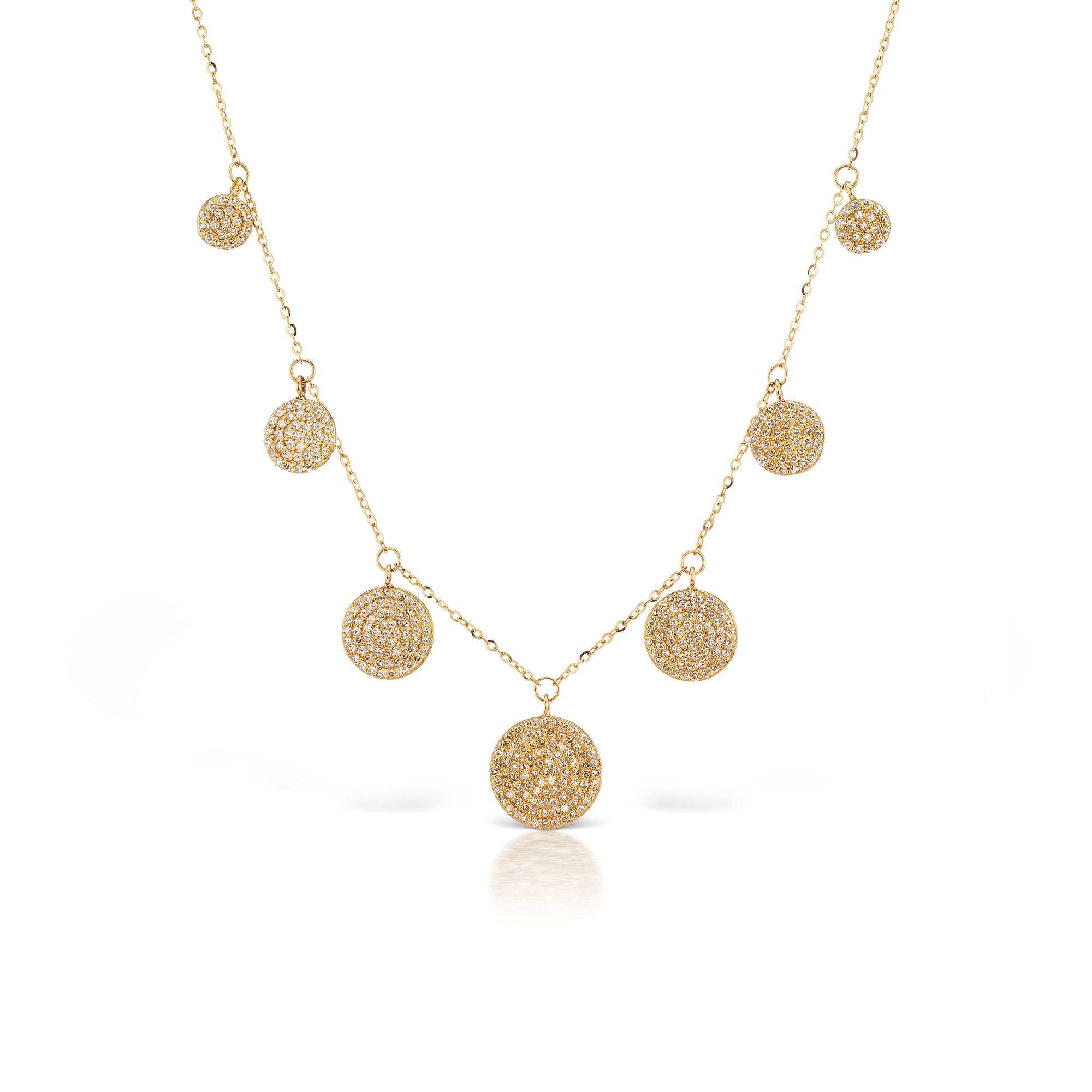 Tara Mikolay Raw Diamond Seven Dangle Disc Necklace in Yellow Gold