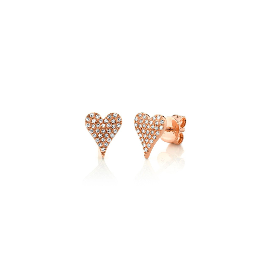 Shy Creation Diamond Pave Heart Stud Earrings