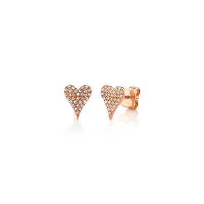 Shy Creation Diamond Pave Heart Stud Earrings