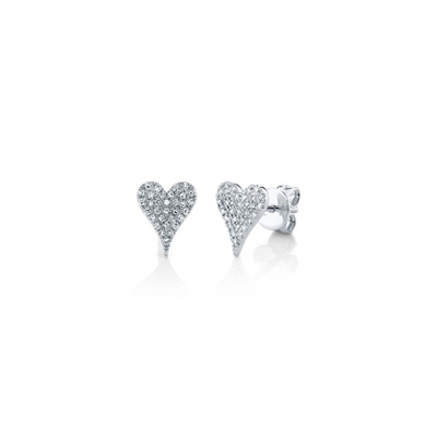 Shy Creation Diamond Pave Heart Stud Earrings
