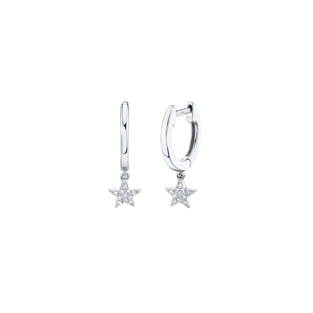 Shy Creation Diamond Star Huggie Earrings