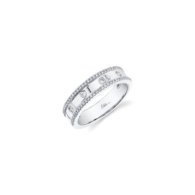 Shy Creation Double Row Half Eternity Ring in White Gold