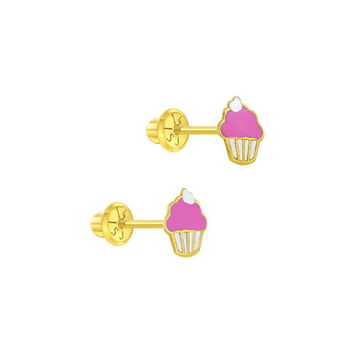 Enamel Cupcake Little Girl's Stud Earrings