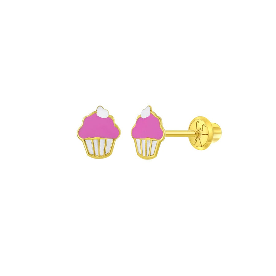 Enamel Cupcake Little Girl's Stud Earrings
