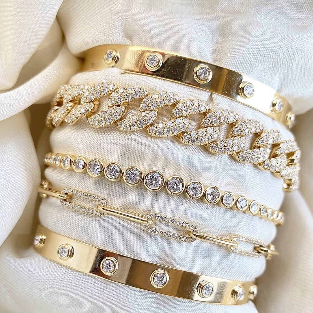 Shy Creation Paperclip Chain Bracelet with Diamond Links