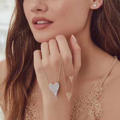 Shy Creation Diamond Pave Heart Small Pendant Necklace