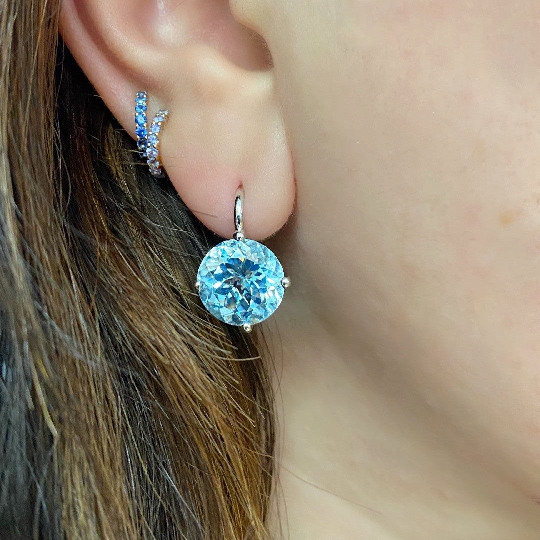 Jane Taylor Blue Topaz Large Round Drop Earrings