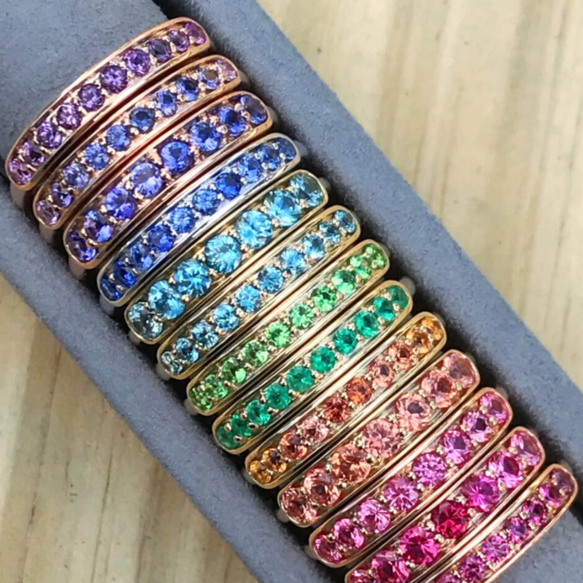 Jane Taylor Half Eternity Band in Tsavorite Garnet