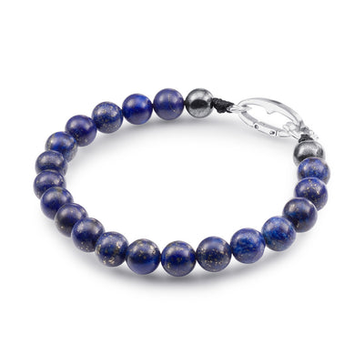 Scott Mikolay Lapis and Pyrite Beaded Men's Bracelet