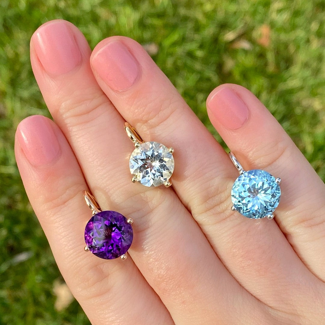 Jane Taylor Large Round Drop Earring in White Topaz