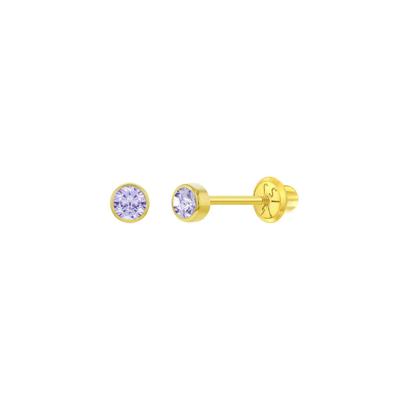 Lavender Tiny Bezel Little Girl's Stud Earrings