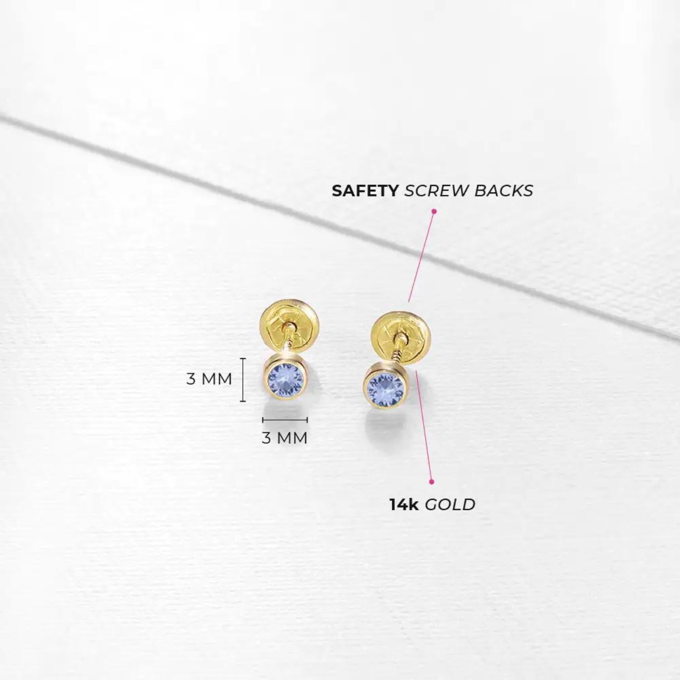 Lavender Tiny Bezel Little Girl's Stud Earrings