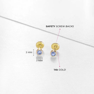 Lavender Tiny Bezel Little Girl's Stud Earrings