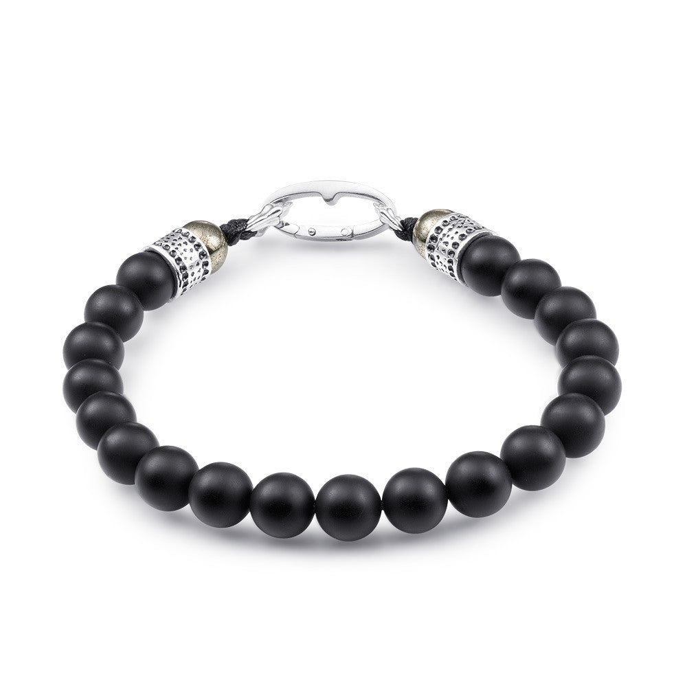 Scott Mikolay Matte Black Onyx with Pyrite Ends Men's Bracelet