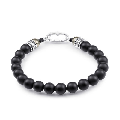 Scott Mikolay Matte Black Onyx with Pyrite Ends Men's Bracelet