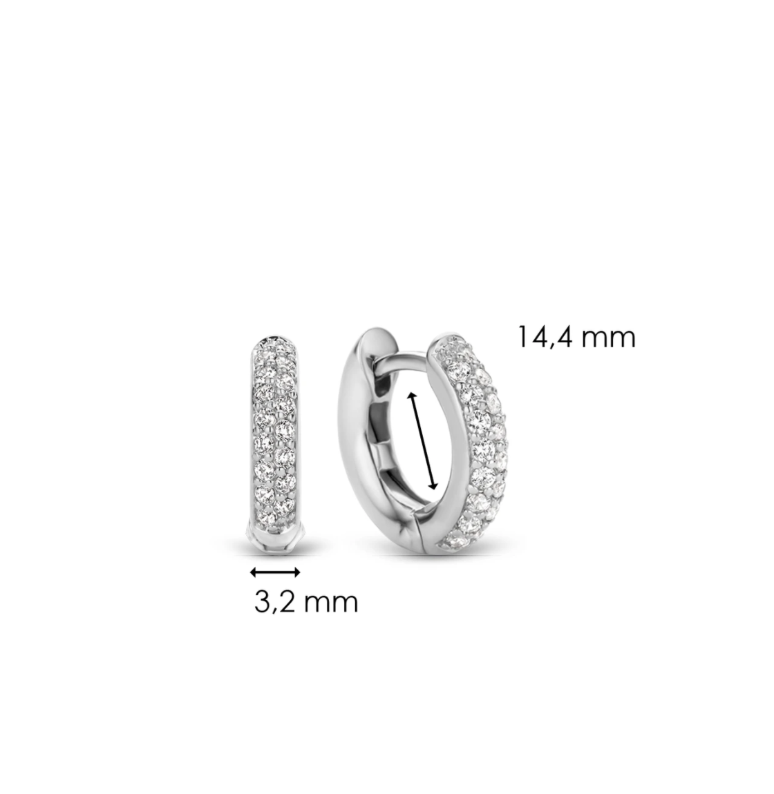 Ti Sento Milano Double Row Crystal Silver Huggy Hoop Earring