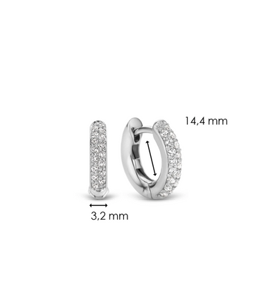 Ti Sento Milano Double Row Crystal Silver Huggy Hoop Earring
