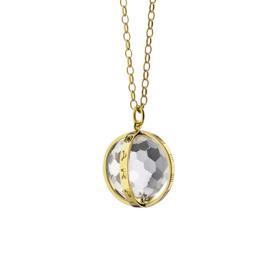 Monica Rich Kosann Large Carpe Diem Rock Crystal Pendant in Yellow Gold