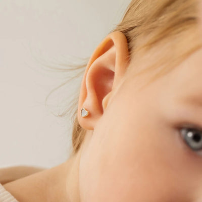Mother of Pearl Heart Little Girl's Stud Earrings