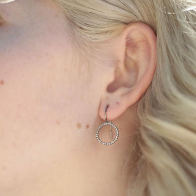 Tara Mikolay Oxidized Open Circle Diamond Earrings