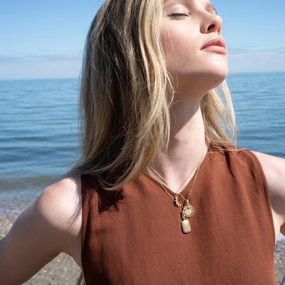 Monica Rich Kosann Petite Moon and Diamond Necklace in Yellow Gold