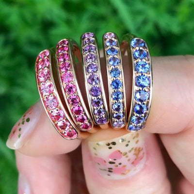 Jane Taylor Half Eternity Band in Hot Pink Sapphire